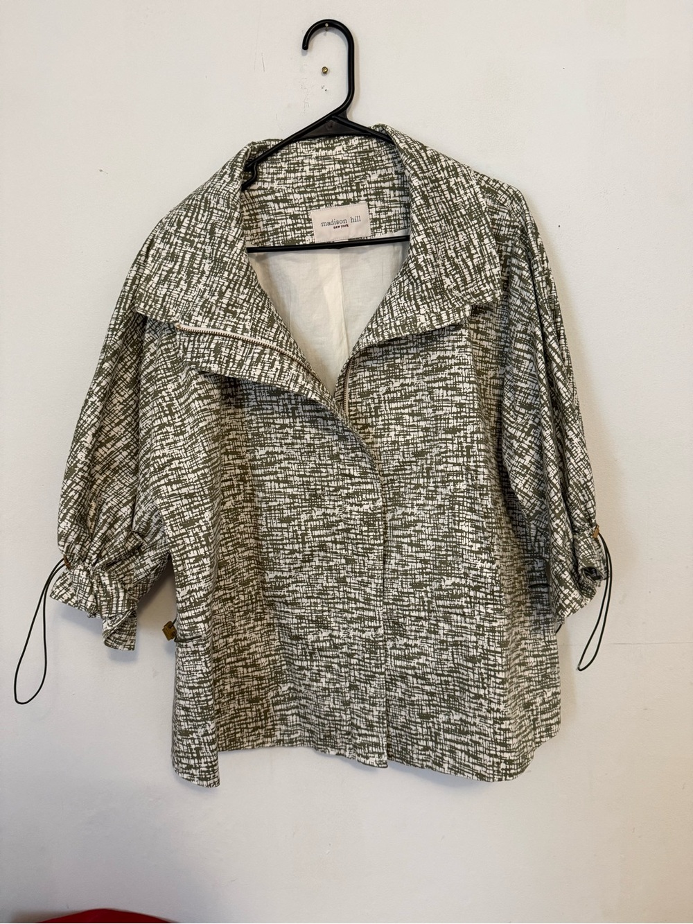 Madison Hill Olive and White Textured Utility Jacket